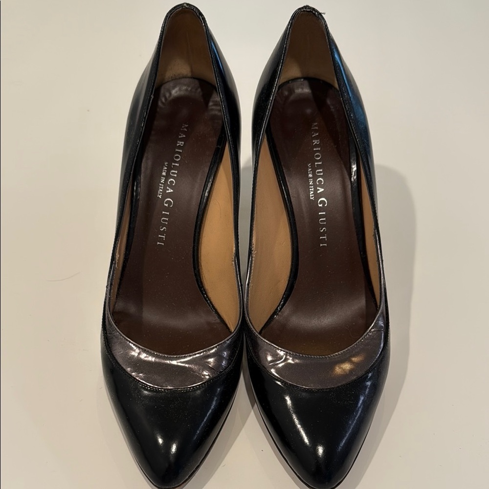 Vintage Mario Luca Giusti Black Patent Heels size 37